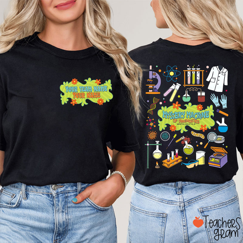 Personalized Name Medical Lab Tech Teacher Two Sided T-Shirt