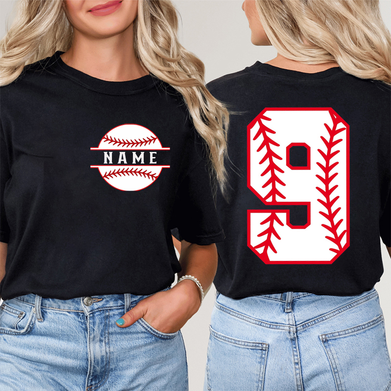 Personalized Name Softball Game Day Teacher Two Sided T-Shirt