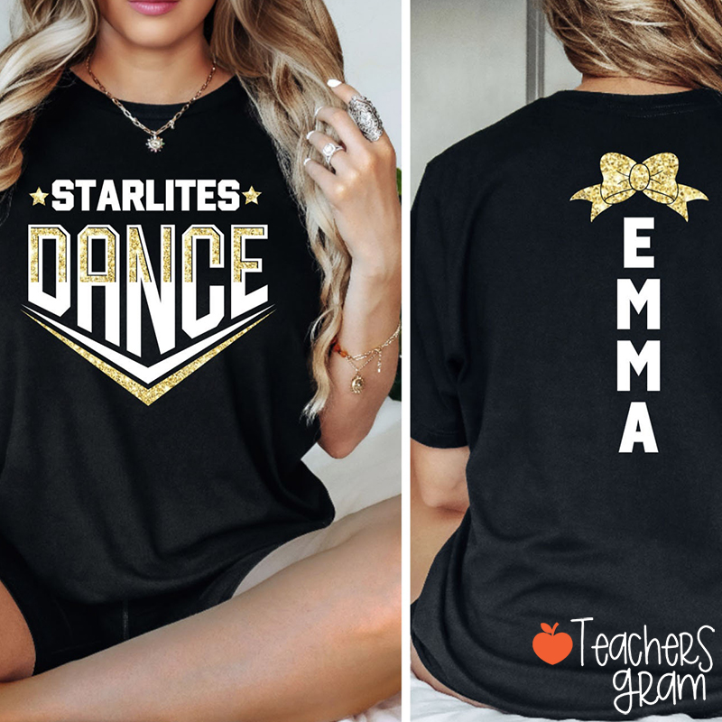 Personalized Name Starlites Dance Teacher Two Sided T-Shirt