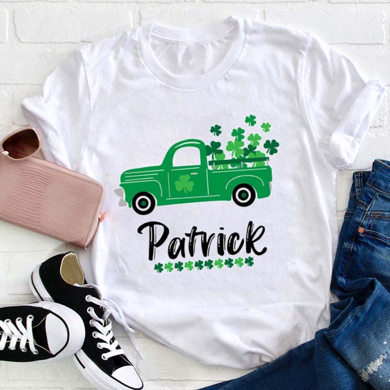 Personalized Shamrock Truck Teacher T-Shirt
