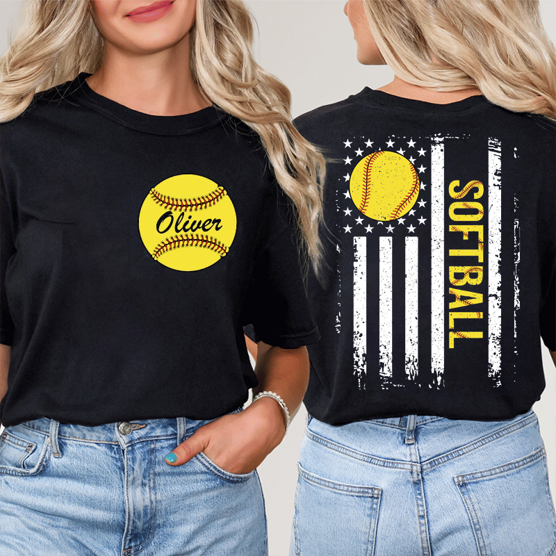 Personalized Sport Stars And Stripes Teacher Two Sided T-Shirt