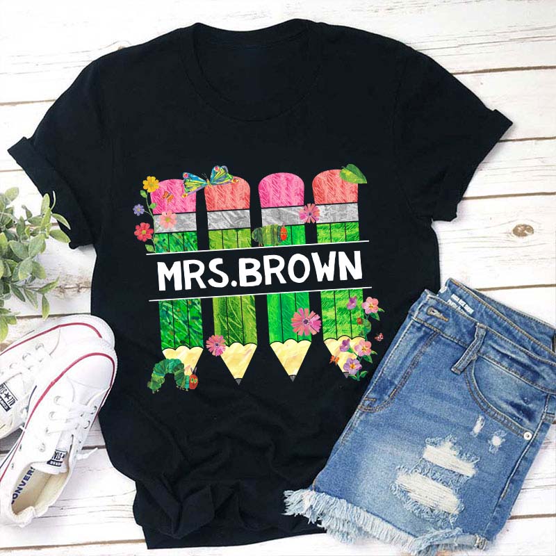 Personalized Spring Caterpillar Butterfly Teacher T-Shirt