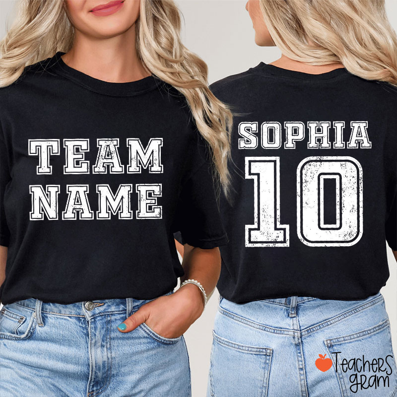 Personalized Team Name Game Day Teacher Two Sided T-Shirt