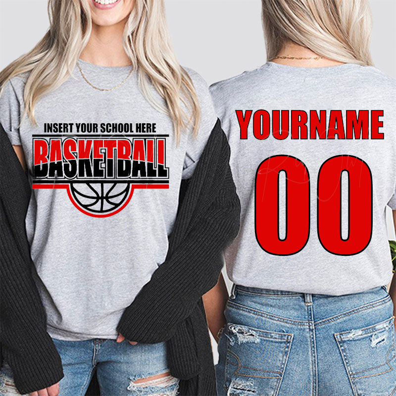 Personalized Your School And Sport Cheer Up Teacher Two Sided T-Shirt