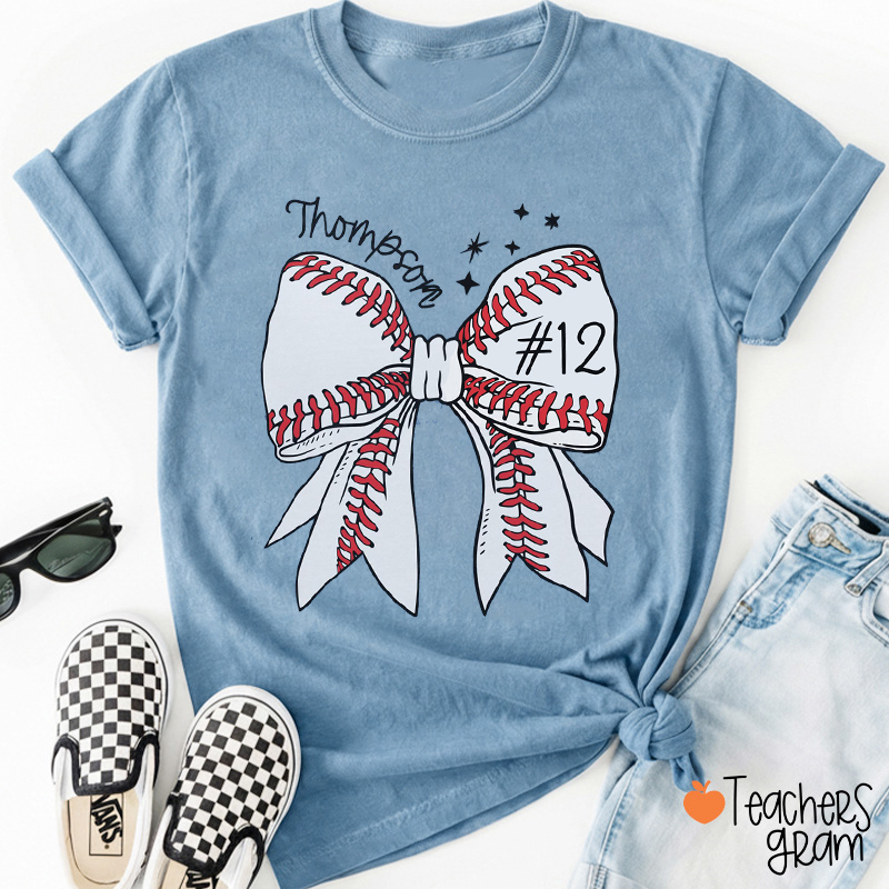 Personalized Sport Bow Game Day Teacher T-Shirt