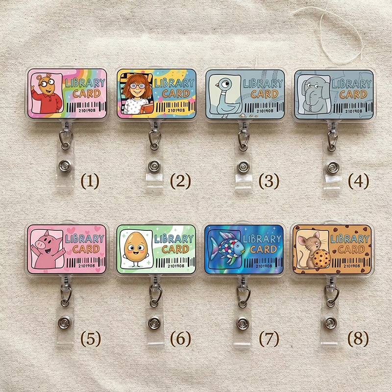 Children's Books Library Card Teacher Badge Reel