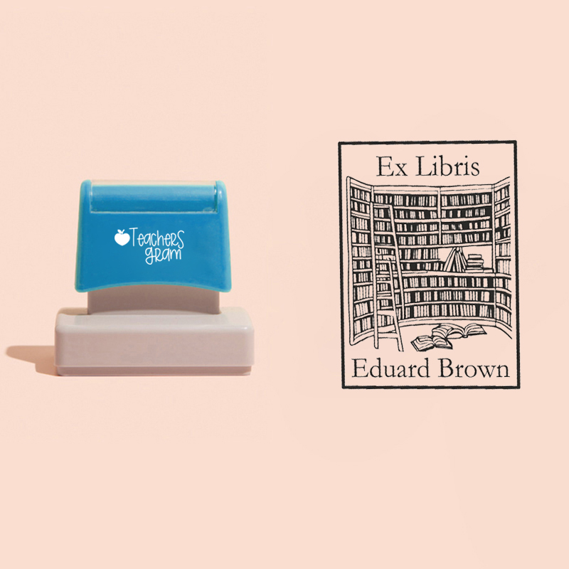 Personalized Ex Libris Teacher Large Rectangle Stamp