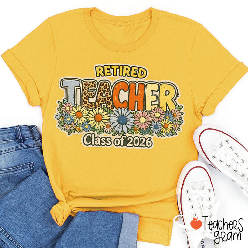 Personalized Floral Retired Teacher T-Shirt