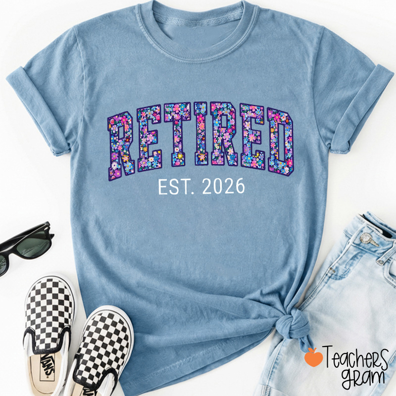 Personalized Floral Retired Teacher T-Shirt