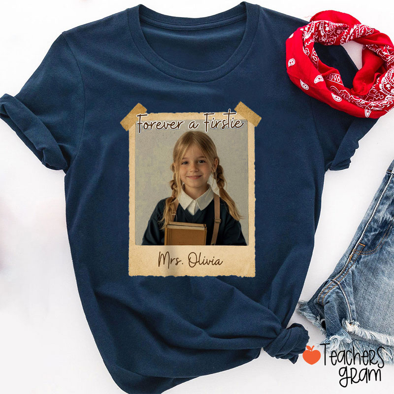 Personalized Forever Grade Vintage Photo Teacher T-Shirt