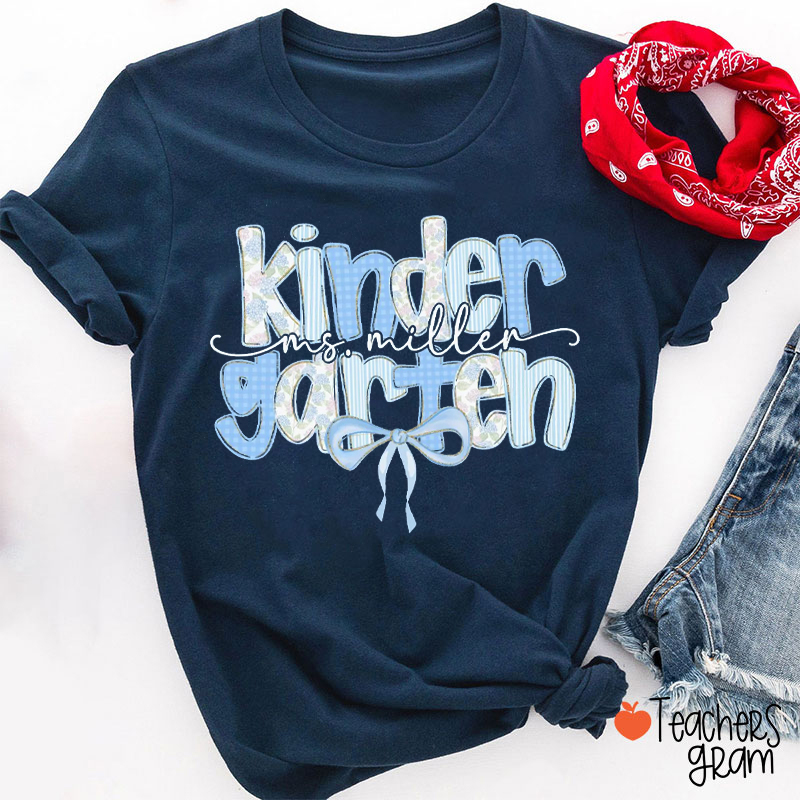 Personalized Grade And Name Bow Coquette Teacher T-Shirt