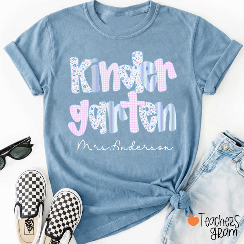 Personalized Grade And Name Floral Letter Teacher T-Shirt