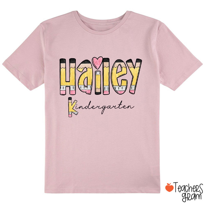 Personalized Grade And Name Pencil Fonts Class T-Shirt