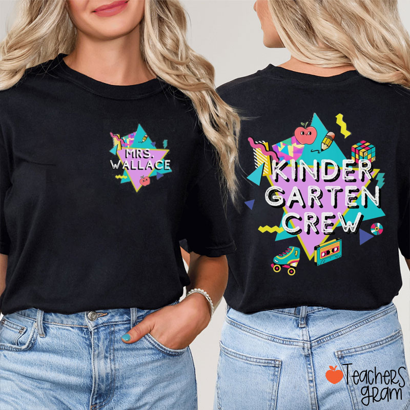 Personalized Grade And Name Rock First Day Teacher Two Sided T-Shirt