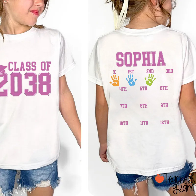 Personalized Grow With Me Handprint Class Two Sided T-Shirt