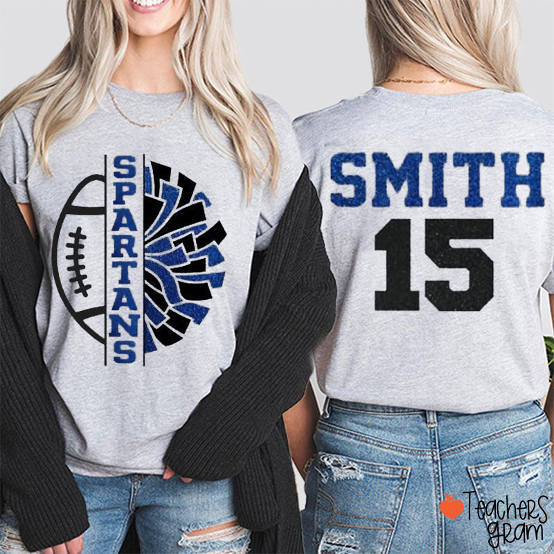 Personalized Mascot And Sport Cheer For Them Teacher Two Sided T-Shirt