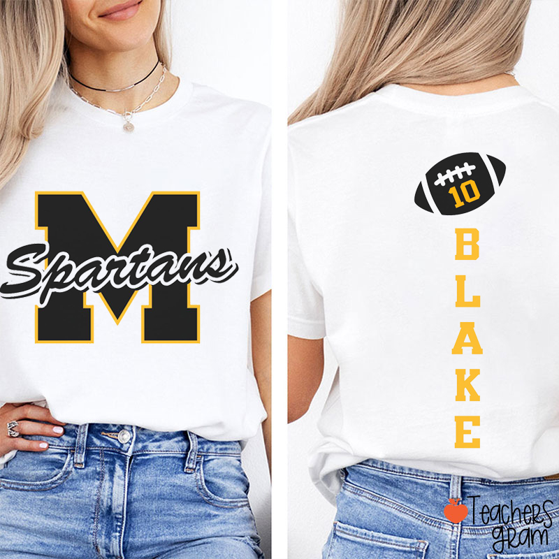Personalized Mascot And Sport Game Day Teacher Two Sided T-Shirt