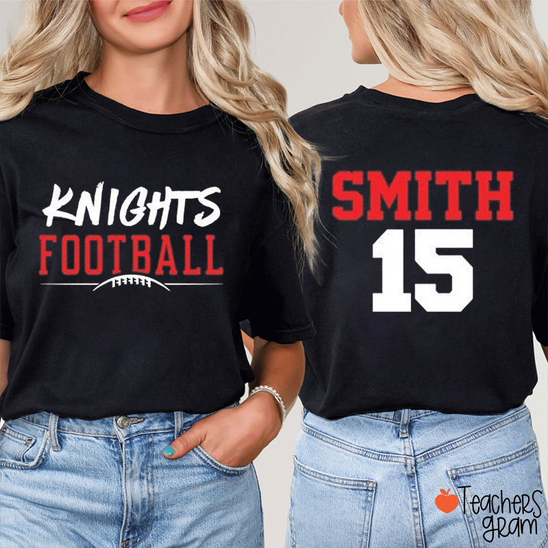 Personalized Mascot And Sport School Spirit Jersey Teacher Two Sided T-Shirt