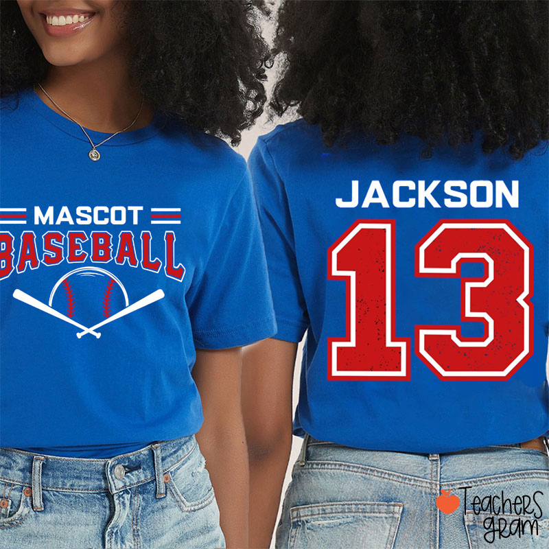 Personalized Mascot Baseball Team Name Teacher Two Sided T-Shirt