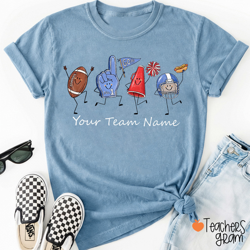 Personalized Mascot Football Doodle Teacher T-Shirt
