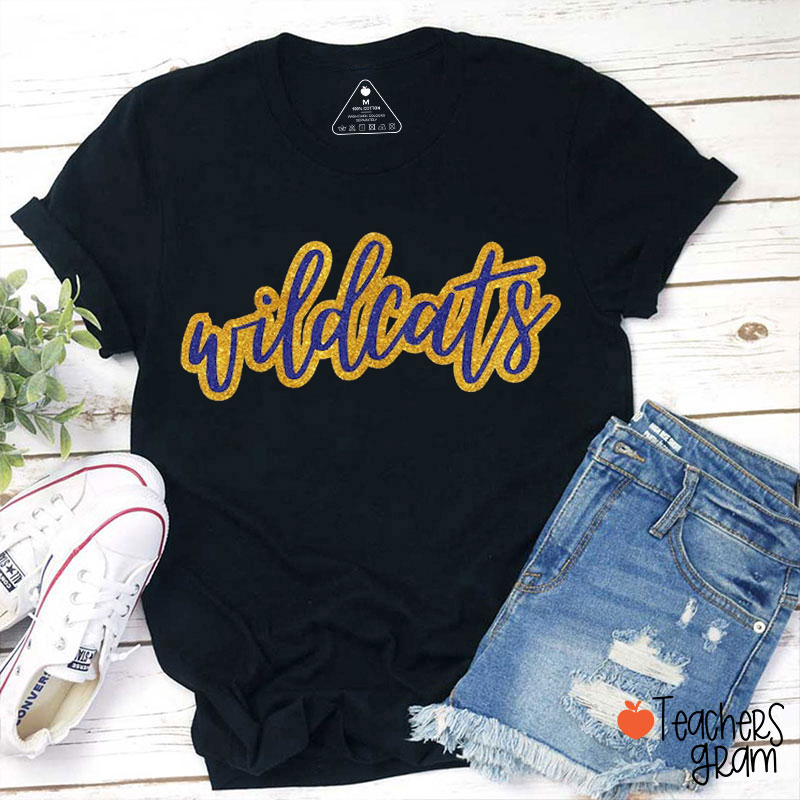Personalized Mascot Glliter Contrast Color Design Teacher T-Shirt