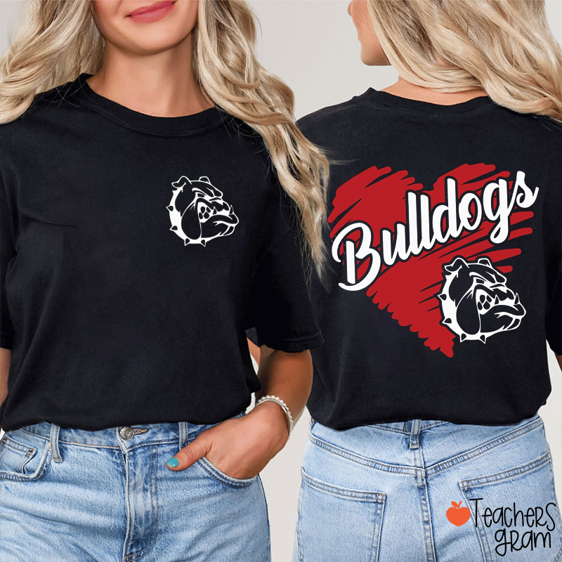 Personalized Mascot Heart Graffiti Teacher Two Sided T-Shirt