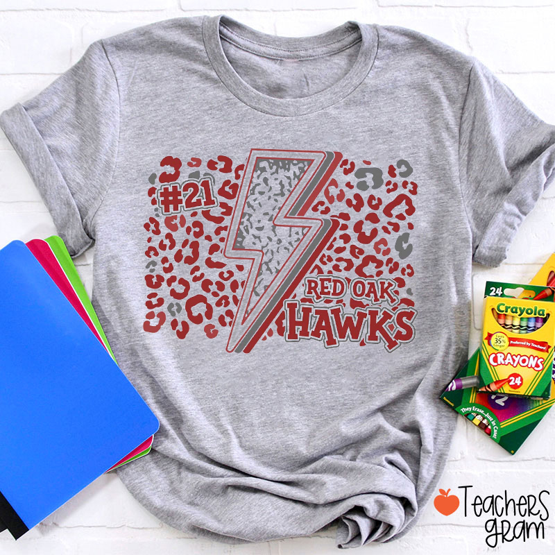 Personalized Mascot Leopard Lightning Teacher T-Shirt