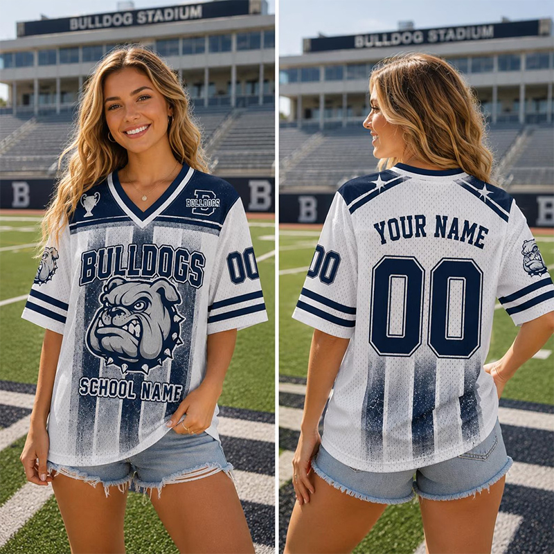 Personalized Mascot Name And School Name Distressed Gradient Teacher Mesh Jersey