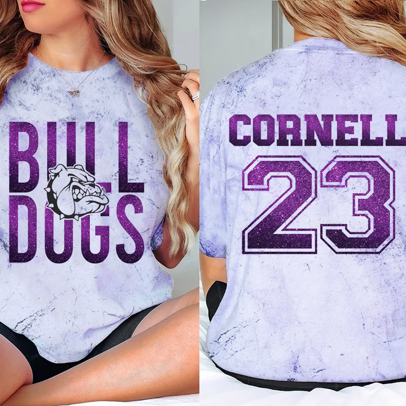 Personalized Mascot School Spirit Gradient Glitter Teacher Printed Super Soft Two Sided T-Shirt