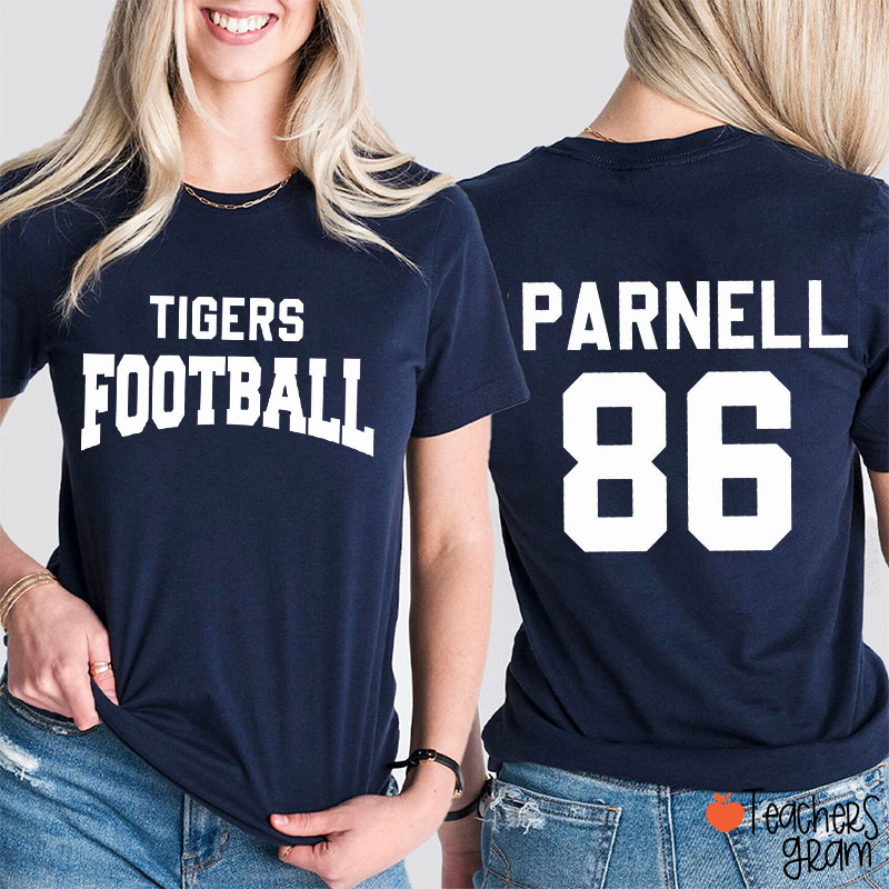 Personalized Mascot Sport Simple Design Teacher Two Sided T-Shirt