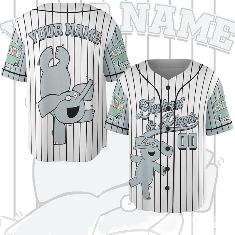 Personalized Name And Number Cute Elephant Teacher Baseball Jersey