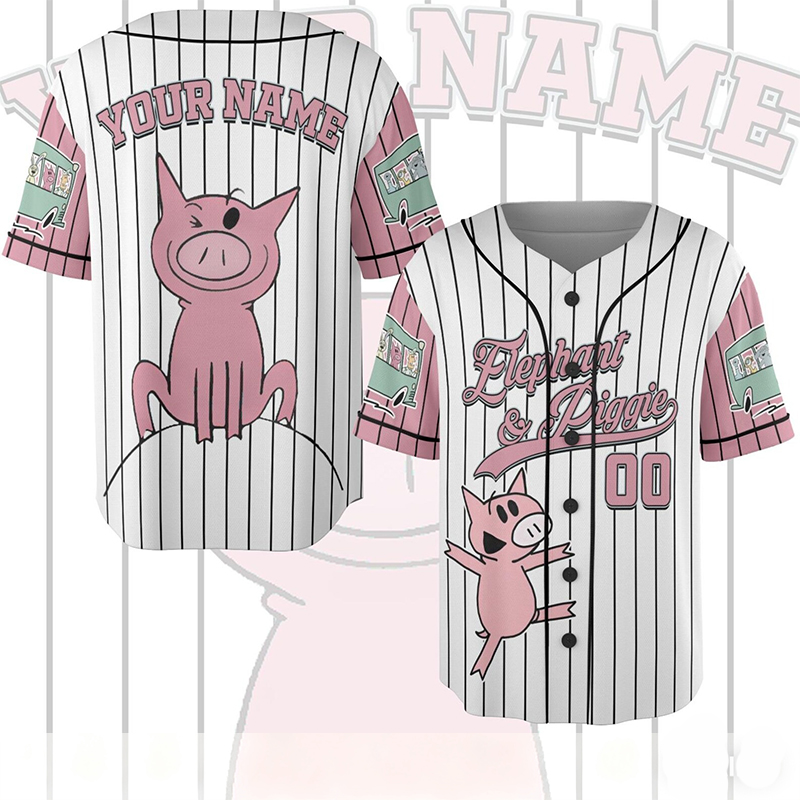 Personalized Name And Number Cute Piggie Teacher Baseball Jersey