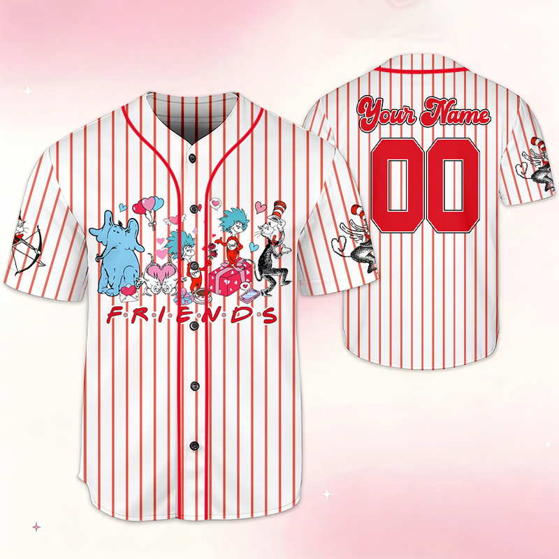 Personalized Name And Number Friends Children's Book Characters Teacher Baseball Jersey