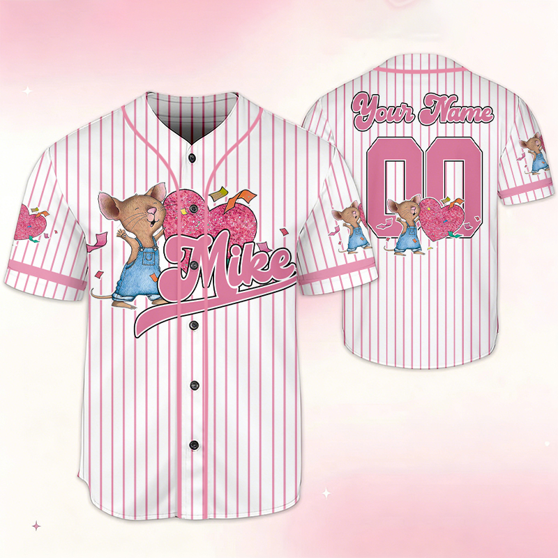 Personalized Name And Number Mouse Heart Teacher Baseball Jersey