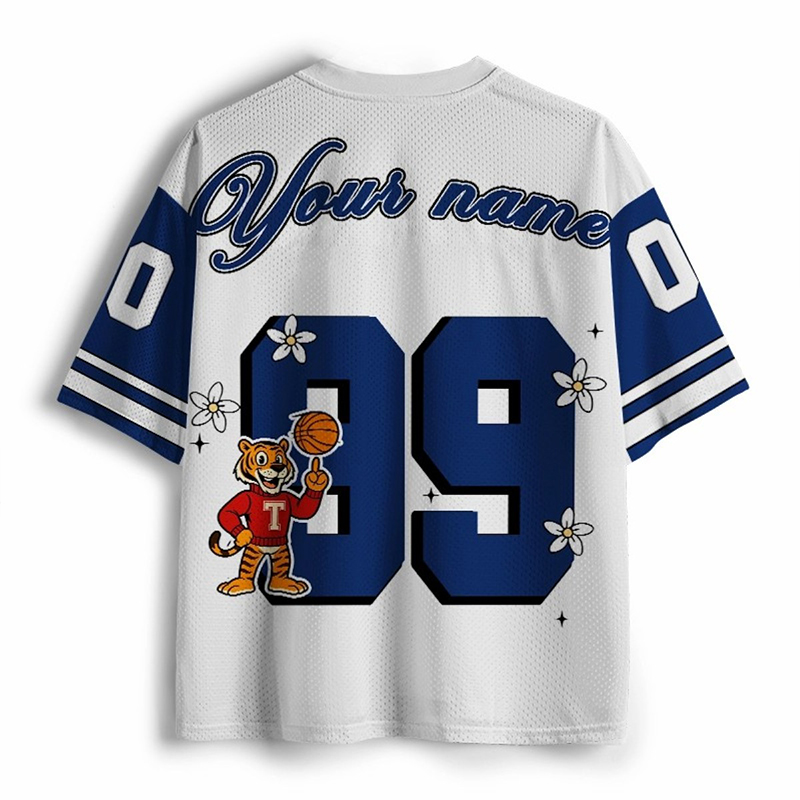 Personalized Name And Number Tiger Play Ball Teacher Mesh Jersey
