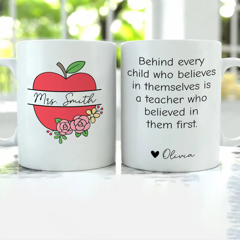 Personalized Name Apple Teacher Thank You Teacher Mug