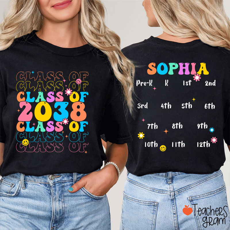 Personalized Name Back To School For PreK-12 Teacher Two Sided T-Shirt