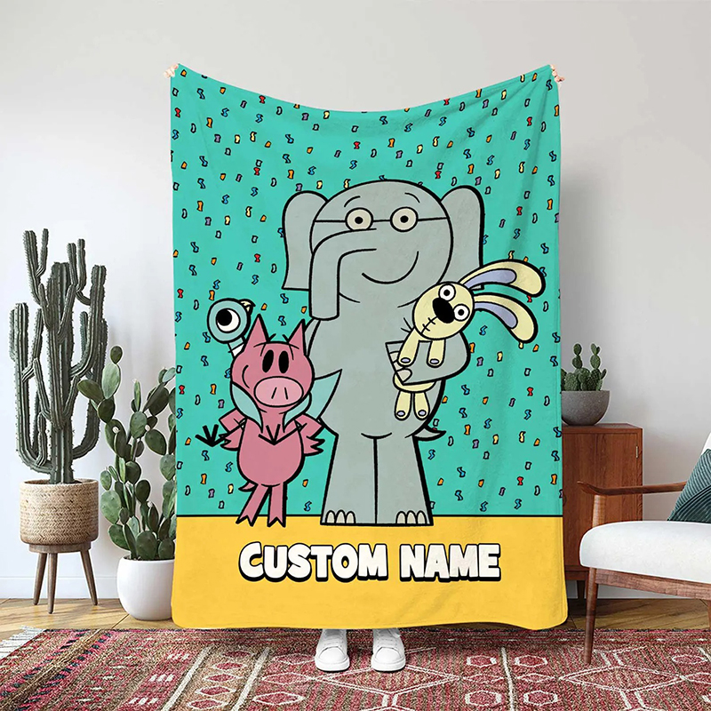 Personalized Name Elephant And Friends Teacher Blanket