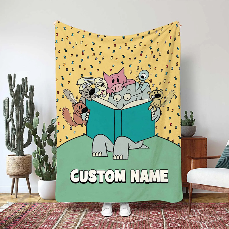 Personalized Name Elephants And Friends Read Teacher Blanket
