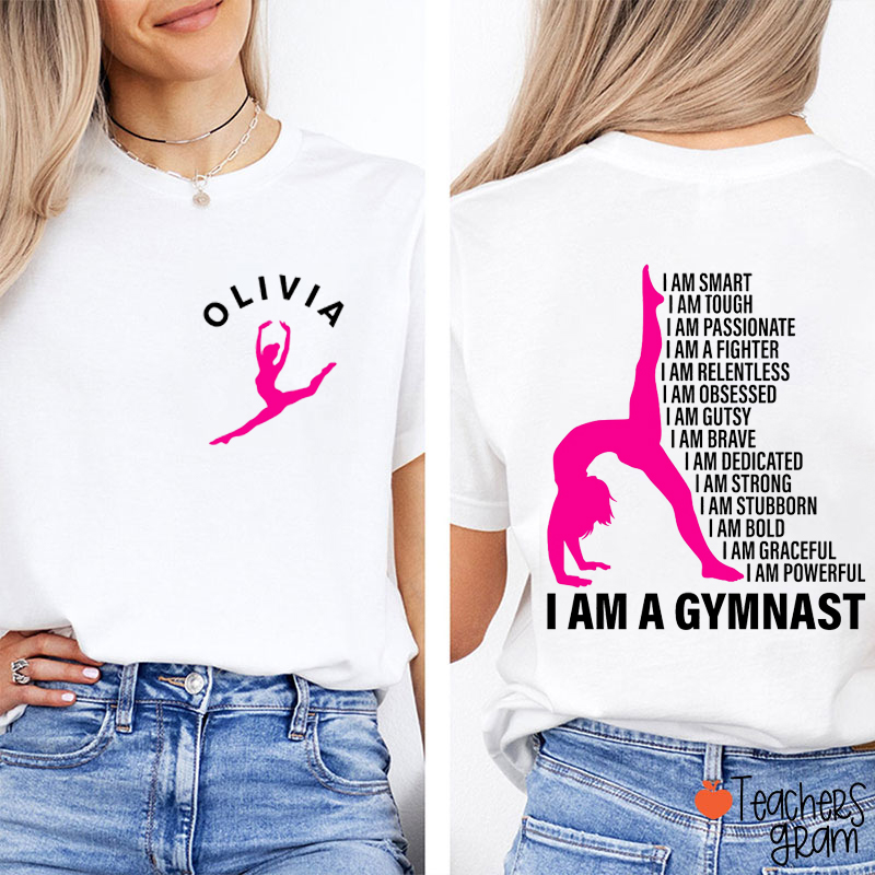 Personalized Name I Am A Gymnast Teacher Two Sided T-Shirt