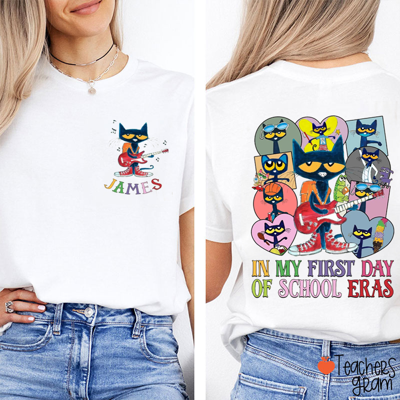 Personalized Name In My First Day Of School Eras Teacher Two Sided T-Shirt