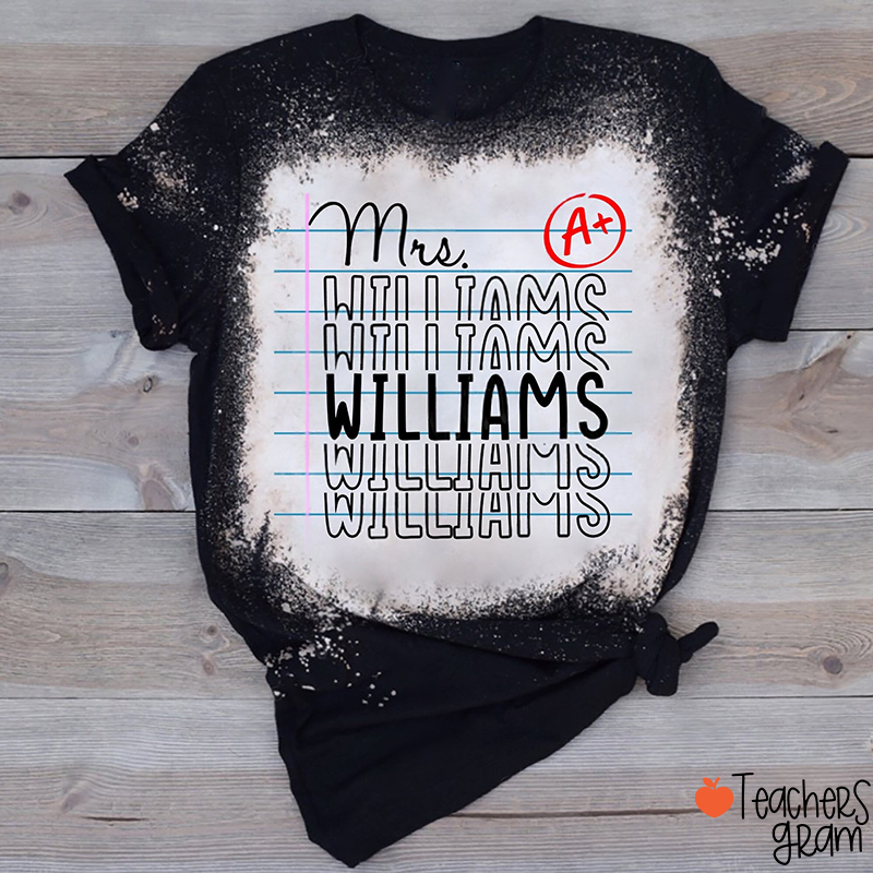 Personalized Name Notebook Paper Teacher Printed T-Shirt