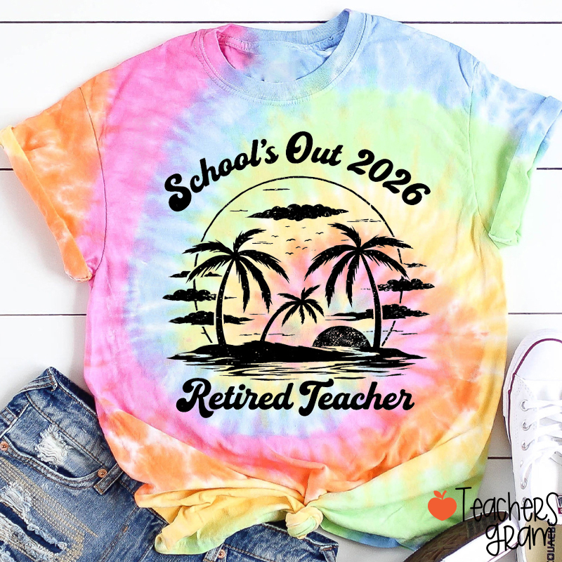 Personalized School's Out Retired Teacher Tie-dye T-Shirt