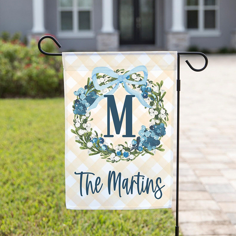 Personalized Spring Wreath Teacher Garden Flag
