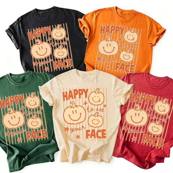 Happy To See Your Face Pumpkin Teacher T-Shirt