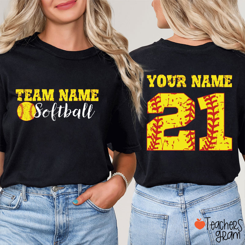 Personalized Team Name And Sport Game Day Teacher Two Sided T-Shirt