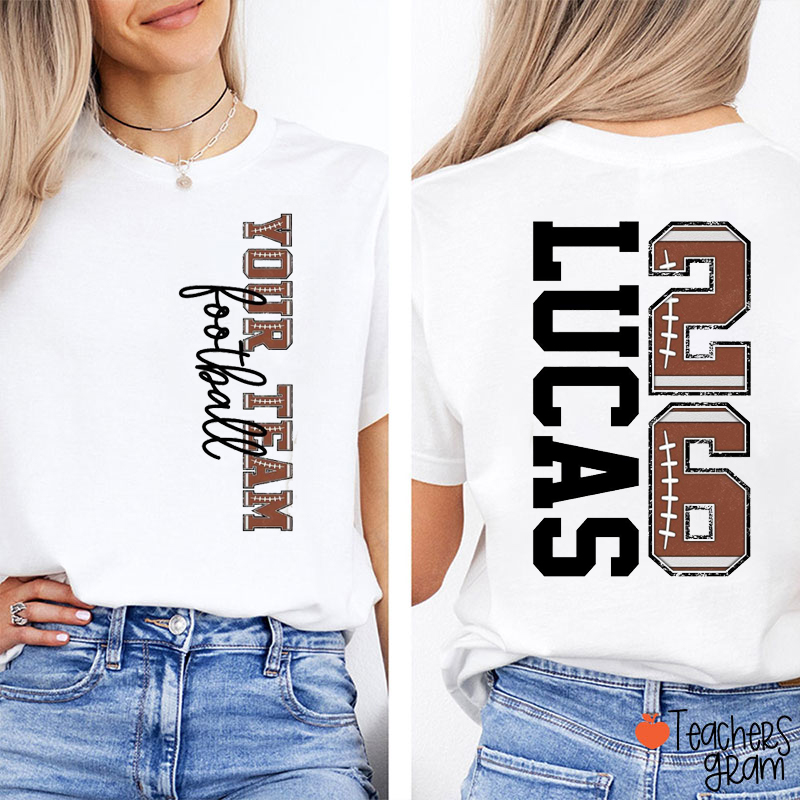 Personalized Team Name And Sport Game Day Teacher Two Sided T-Shirt