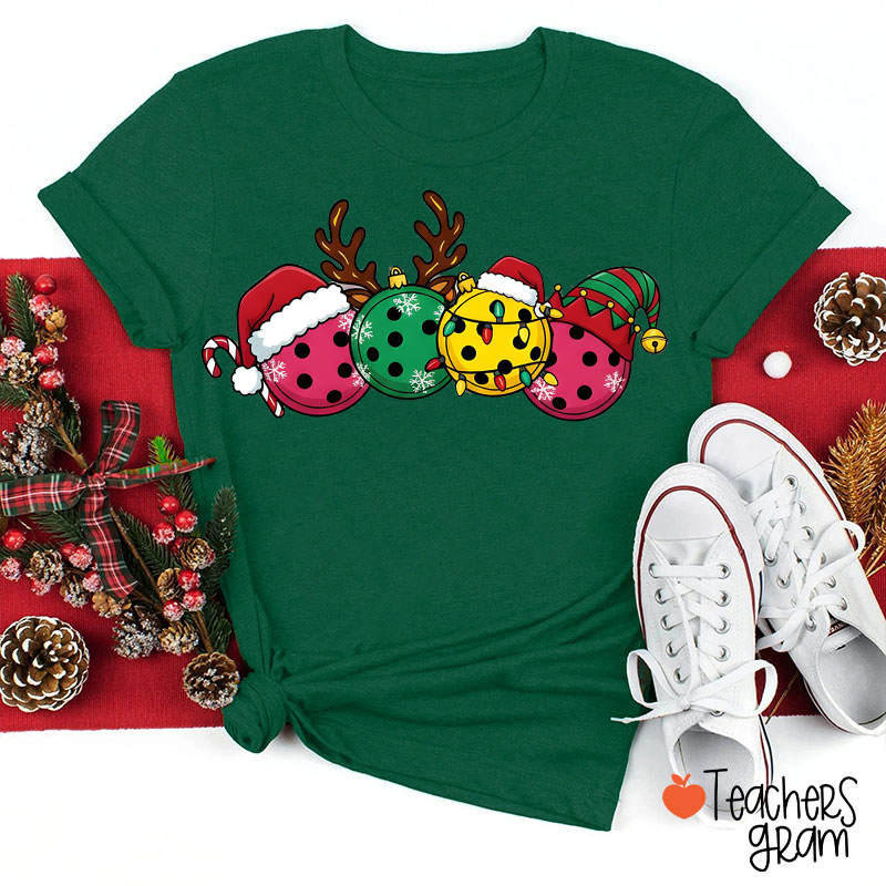 Pickleball Christmas Lights Teacher T-Shirt