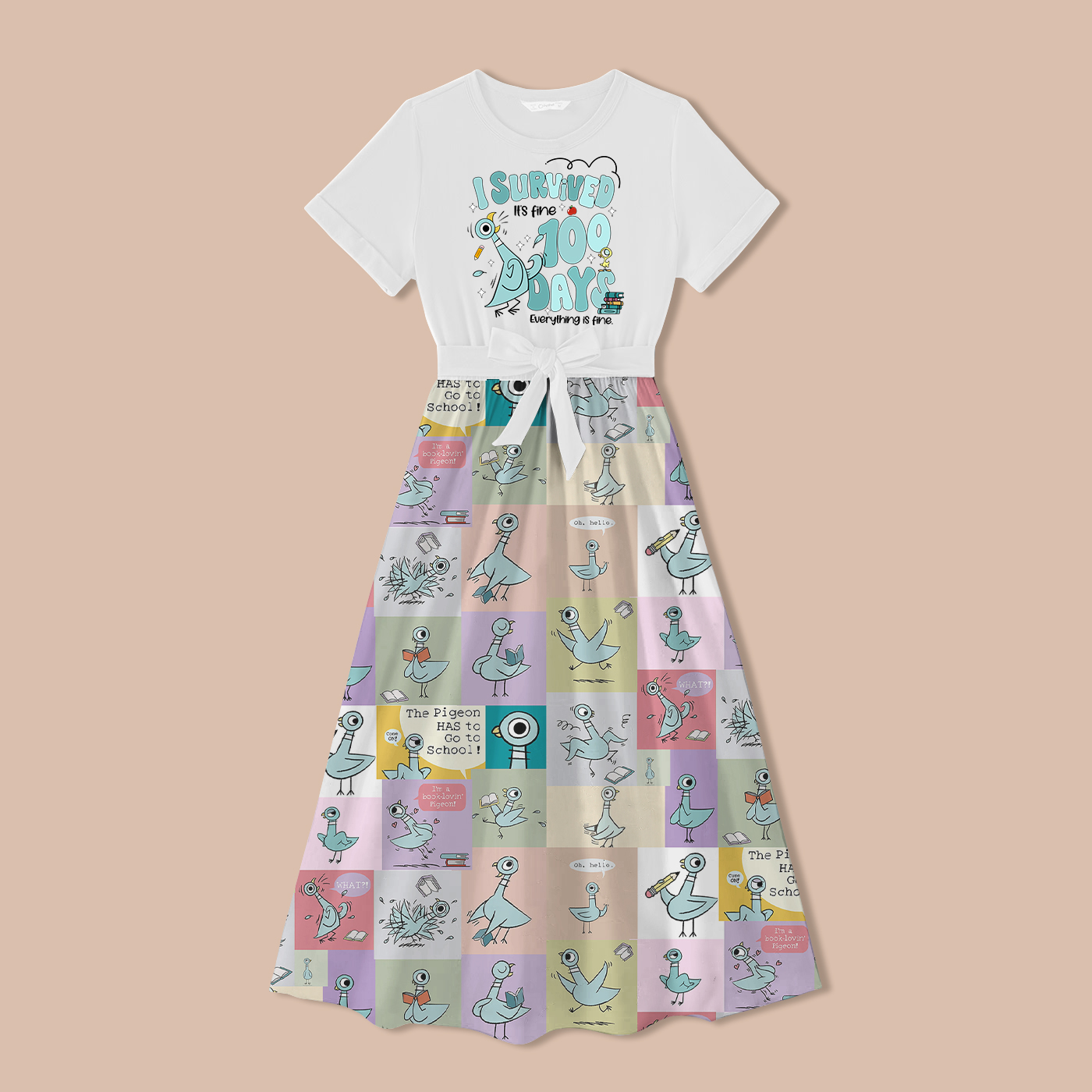 Pigeon I Survived 100 Days Teacher One Piece Dress