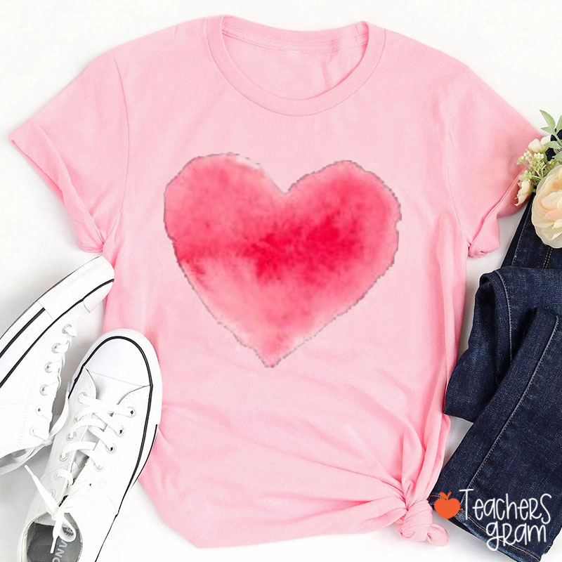 Pink Smudge Love Teacher T-Shirt